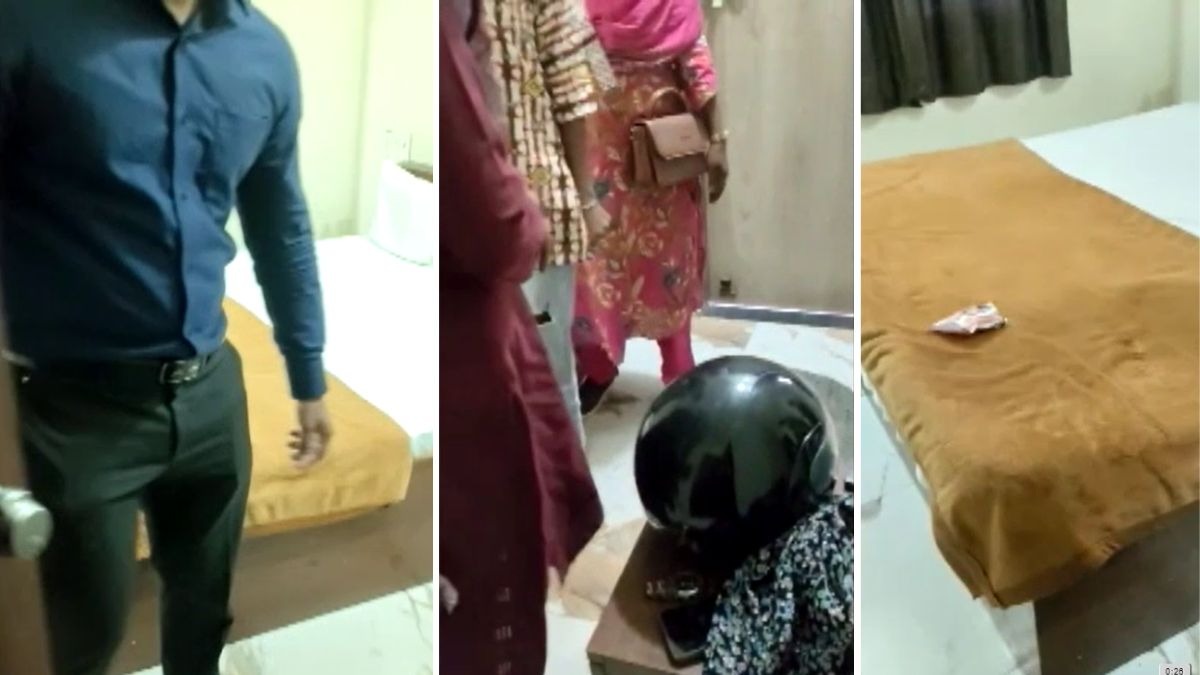 होटल में पुलिस टीम ने मारा छापा. (Photo: Screengrab)