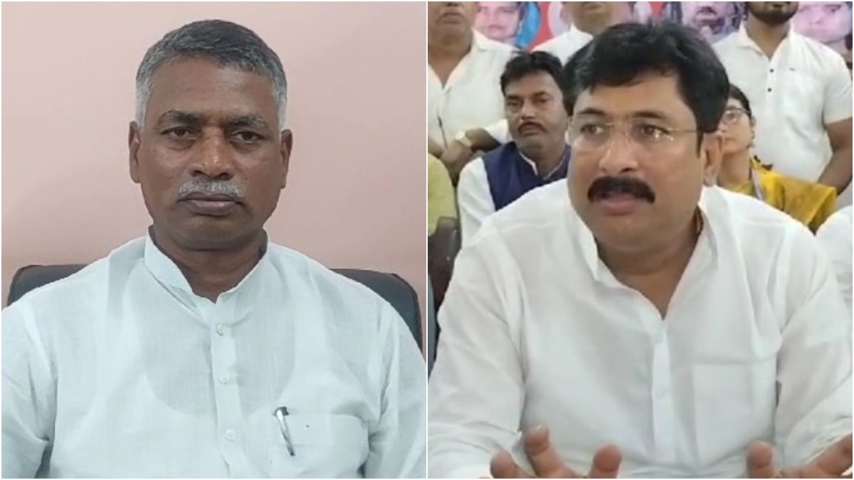 HAM elected Prafull Manjhi and LJPRV elected Raju Tiwari (R) as the leader of the legislative party