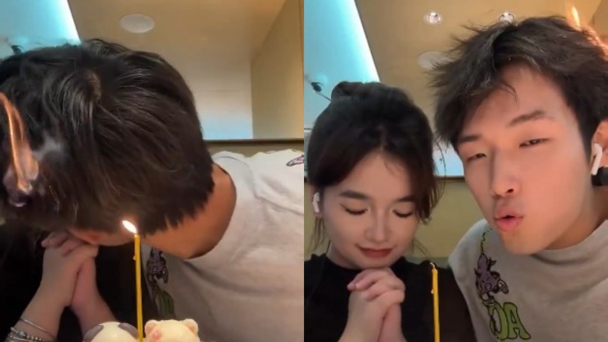 बॉयफ्रेंड ने दिया सरप्राइज किस, कैंडल से गर्लफ्रेंड के बालों में लगी आग... बर्थडे सेलिब्रेशन का वीडियो वायरल