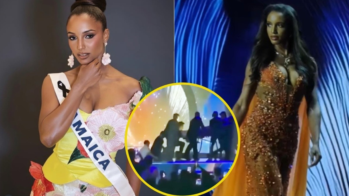 Miss Jamaica falls from stage