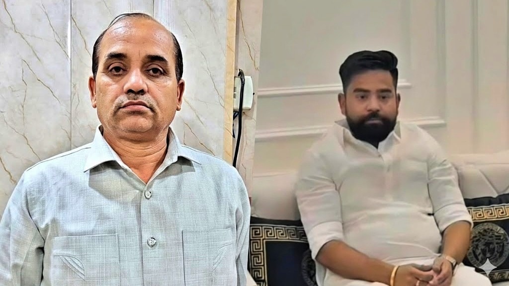 bribe-taking inspector (left) and the accused Shubham Jaiswal (right)