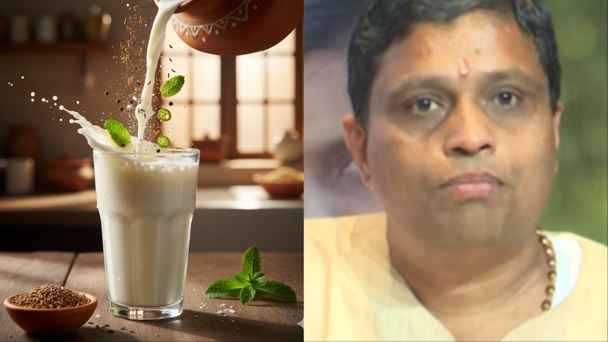 आचार्य बालकृष्ण से जानें खाने के बाद छाछ पीने के फायदे (Photo- Instagram@/Acharya Balkrishna & AI)