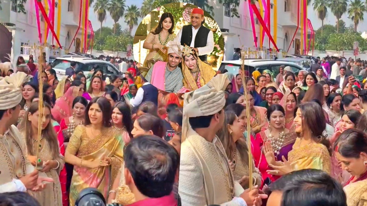 Dimple Yadav in Aryan Yadav wedding in Saifai (Photo- Screengrab)