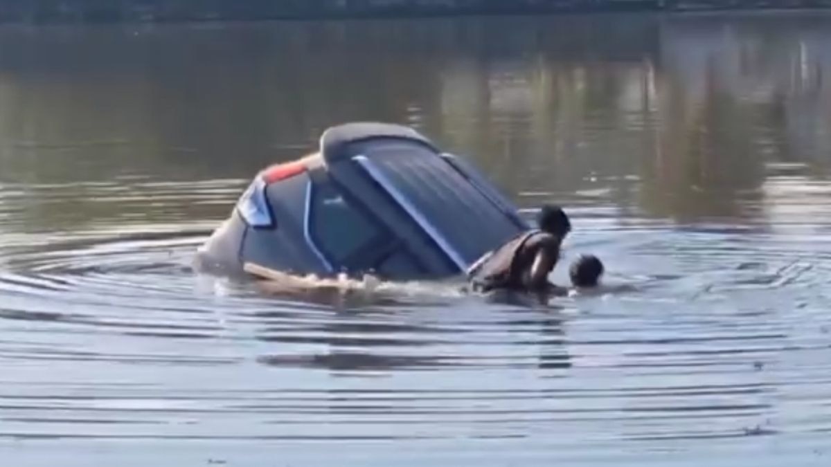 तालाब में डूबते शख्स की बचाई जिंदगी. (Photo: Screengrab)