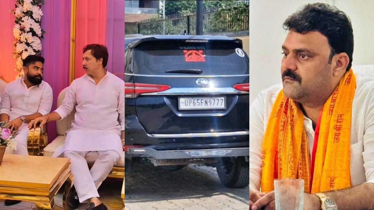 Shubham Jaiswal and Amit Singh Tata with Baahubali Dhananjay Singh (Photo- Screengrab)