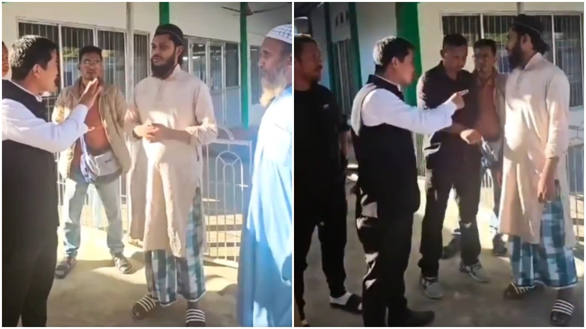 Youth organisation workers in Arunachal Pradesh arguing with a Maulana who refused to chant Bharat Mata Ki Jai