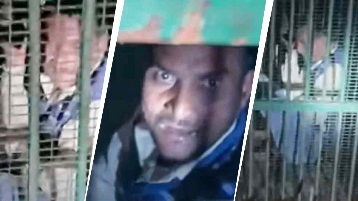 पिंजरे में फंस गया शख्स (Photo: Screengrab)