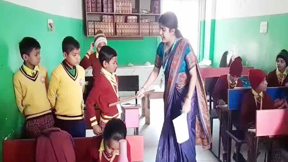 Innocent children were beaten by a teacher in a private schooL