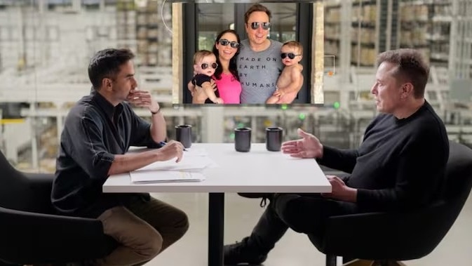 एलन मस्क ने बताया कि उनकी पार्टनर और न्यूरालिंक की अधिकारी शिवोन जिलिस भारतीय मूल की हैं. उन्होंने यह भी कहा कि उनके एक बेटे का मध्य नाम शेखर है. (Photo: Screengrab from YT/Nikhil Kamath) 