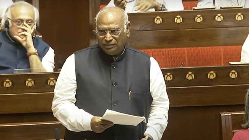Kharge in Parliament