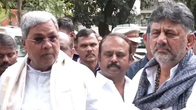 डीके शिवकुमार के आवास पर नाश्ता करने पहुंचे सिद्धारमैया