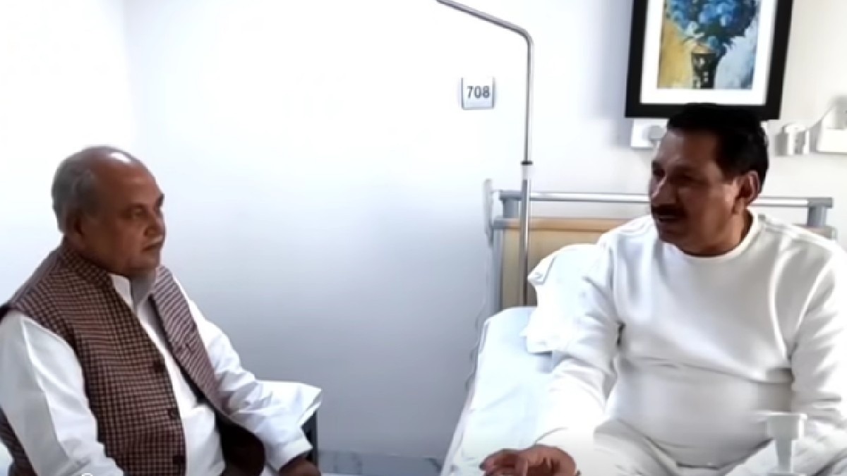 प्राइवेट अस्पताल में भर्ती मंत्री एदल सिंह कंषाना.(Photo:Screengrab/ITG)