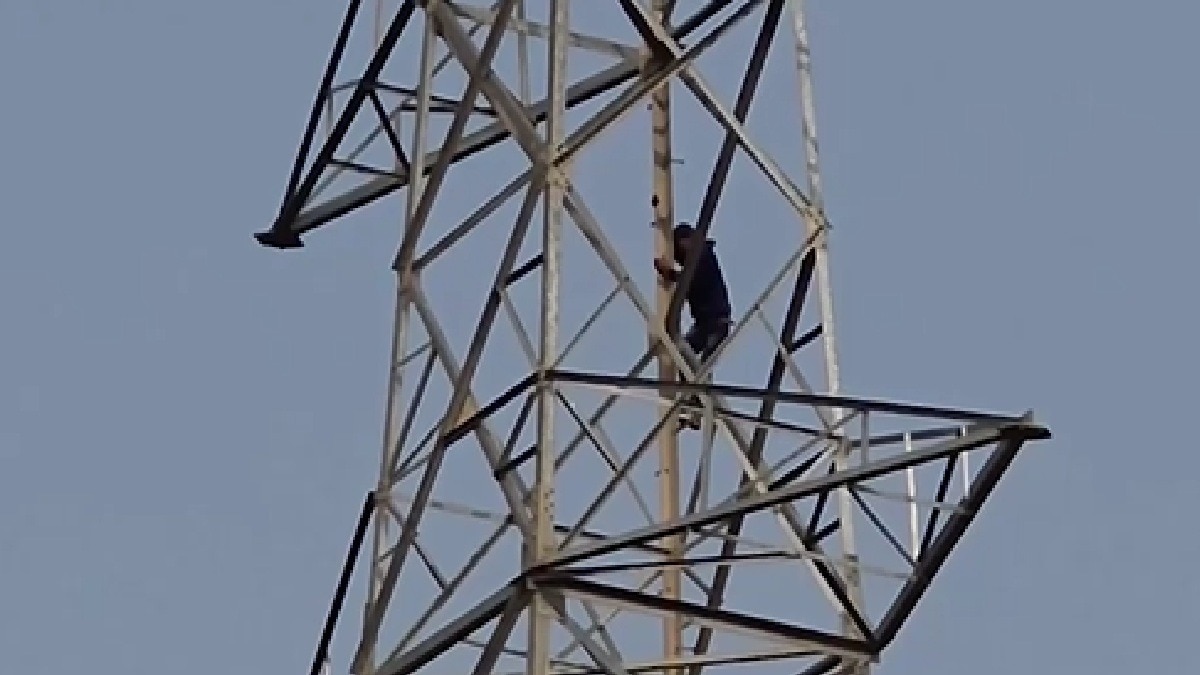 Man on tower