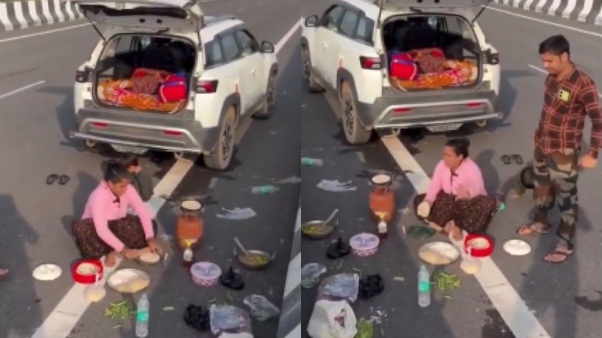 सोशल मीडिया पर सड़क किनारे खाना पकाते हुए वायरल हुआ वीडियो. (Photo: x/@Nalanda_index ) 