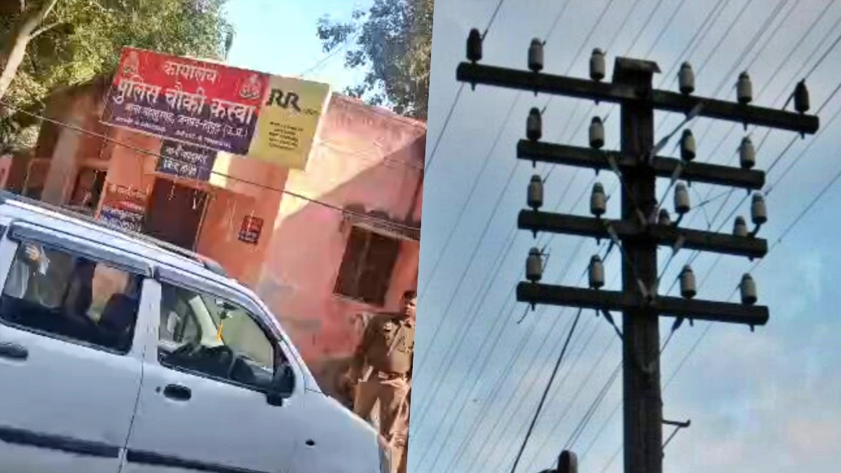 हापुड़ में बिजली विभाग ने पुलिस चौकी की लाइट काट दी (Photo- Screengrab)