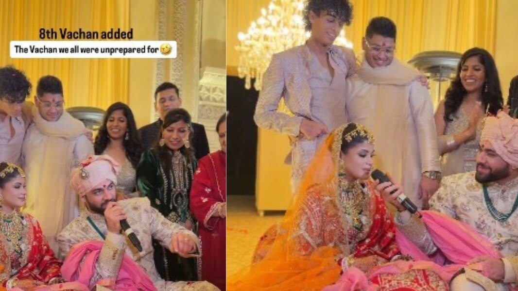 सोशल मीडिया पर एक दूल्हे का वीडियो वायरल हो रहा है, जिसमें फेरे के दौरान लड़का सात नहीं बल्कि आठ वचन लेता है. (Photo: Instagram/@withmayankanddiya)