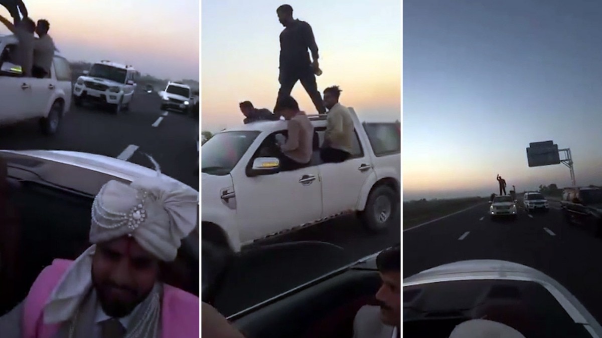 गंगा एक्सप्रेसवे पर युवकों ने किया स्टंट (Photo: Screengrab)