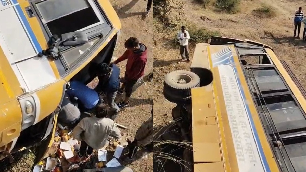विदिशा में स्कूल बस हादसा.(Photo: Vivek Singh Thakur/ITG)