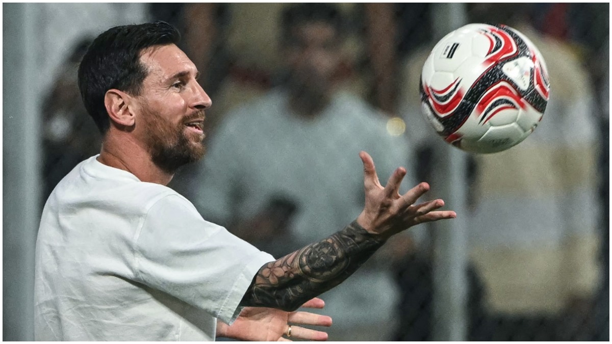 फुटबॉल सुपरस्टार लियोनेल मेसी अपने गोट टूर के तहत भारत के दौरे पर हैं. (Photo: AFP)