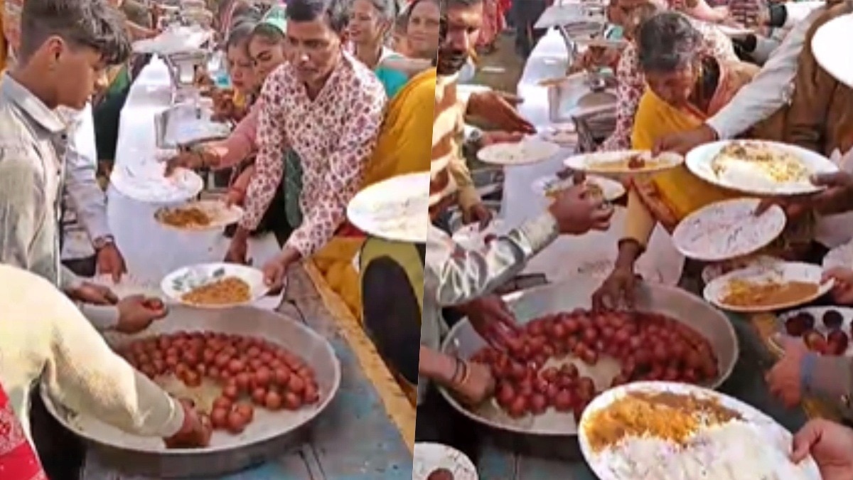 कानपुर में सामूहिक विवाह में खाने को लेकर हंगामा (Photo- Screengrab)