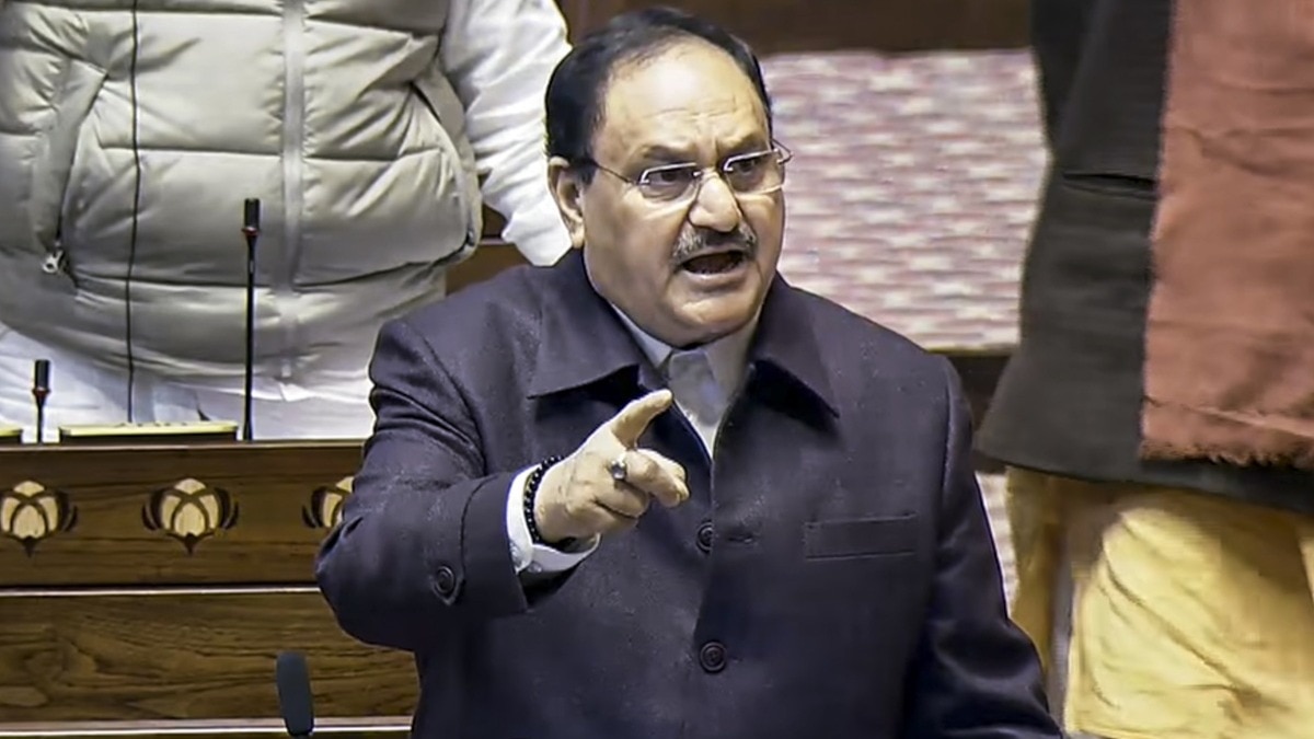 राज्यसभा में विपक्ष पर बरसे नेता सदन जेपी नड्डा  (Photo: PTI)