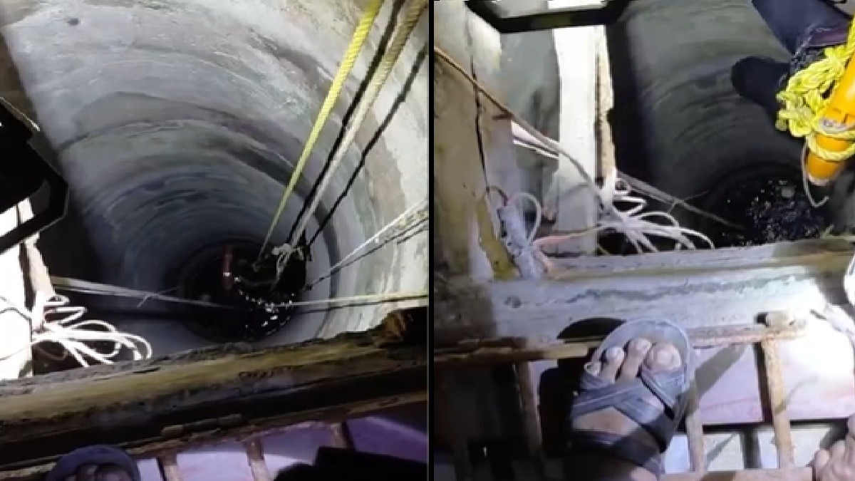 man and daughter fell in borewell