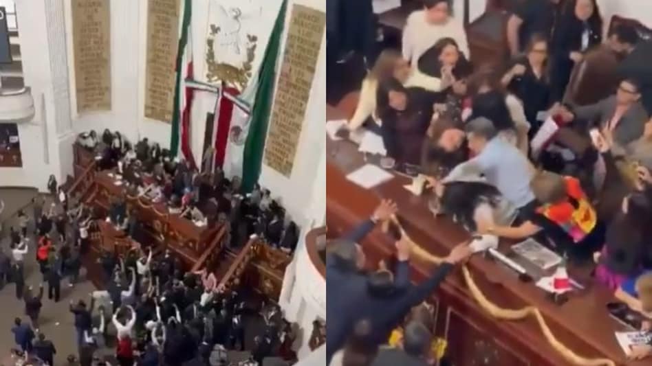 This entire incident was captured on camera during live broadcast (Photo:X/@RapidoReprt) This entire incident was captured on camera during live broadcast (Photo:X/@RapidoReprt)