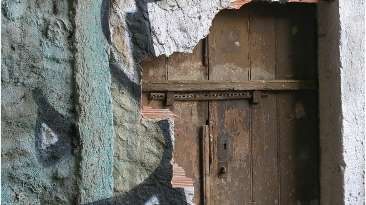  Hidden door behind wall