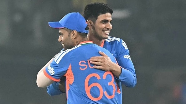 India's captain Suryakumar Yadav (L) and Shubman Gill