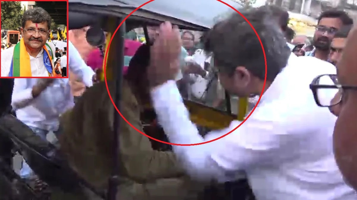 BJP MLA Parag Shah Slaps an Auto Driver for Wrong Side Drivind at MG Road Mumbai