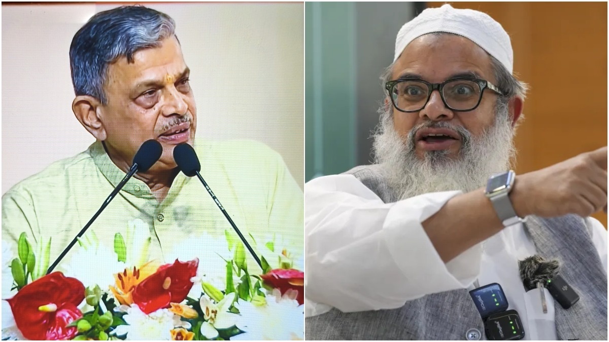 RSS Sarkaryavah Dattatreya Hosabale and Jamiat Ulema-e-Hind chief Maulana Mahmood Madani