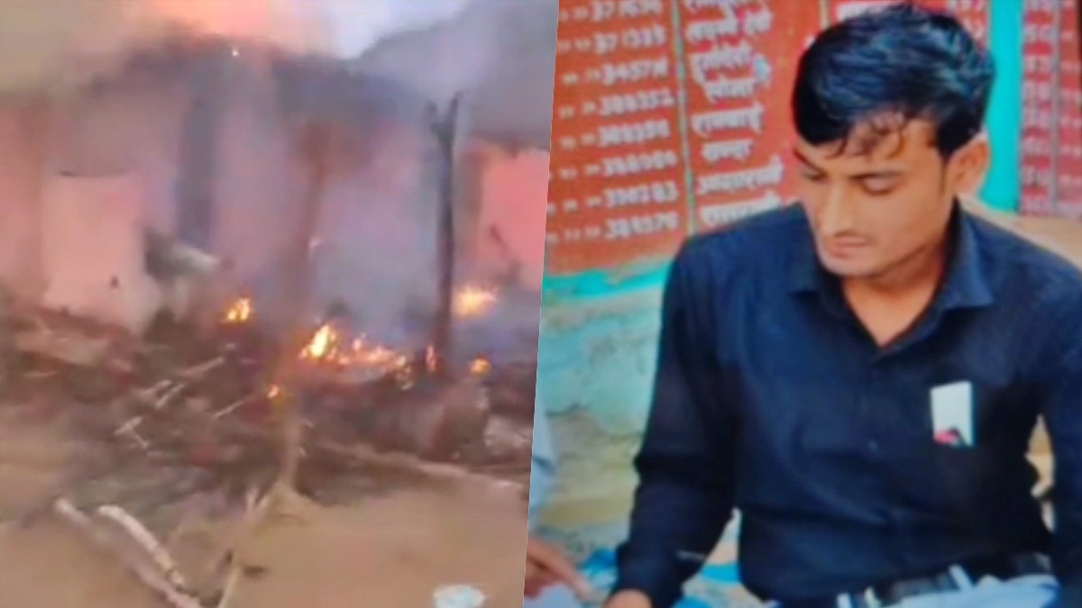 After house caught fire, man called village accountant for government assistance. (Photo - Screengrab)