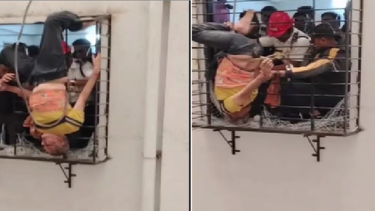 10वें फ्लोर से गिरा बुजुर्ग, 8वीं मंजिल की ग्रिल में फंसा पैर (Photo: itg)