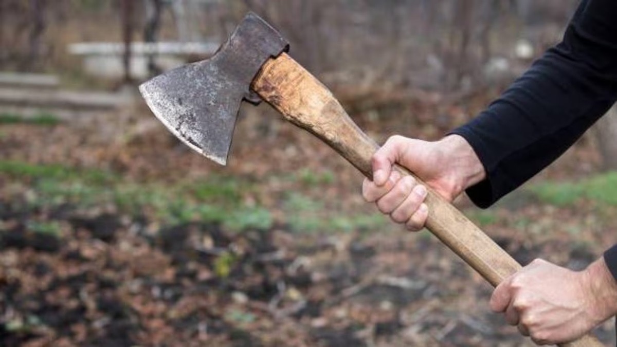 axe in man hand