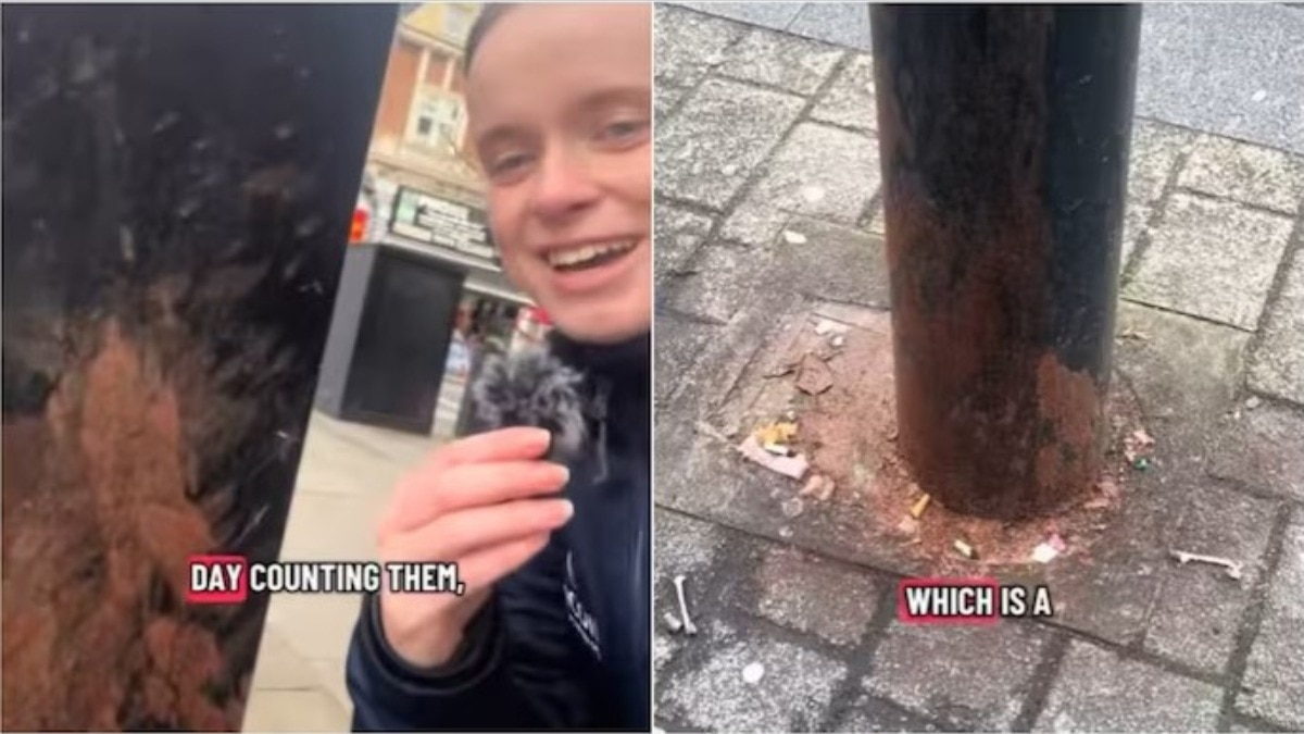 A video from London shows multiple paan stains in the streets