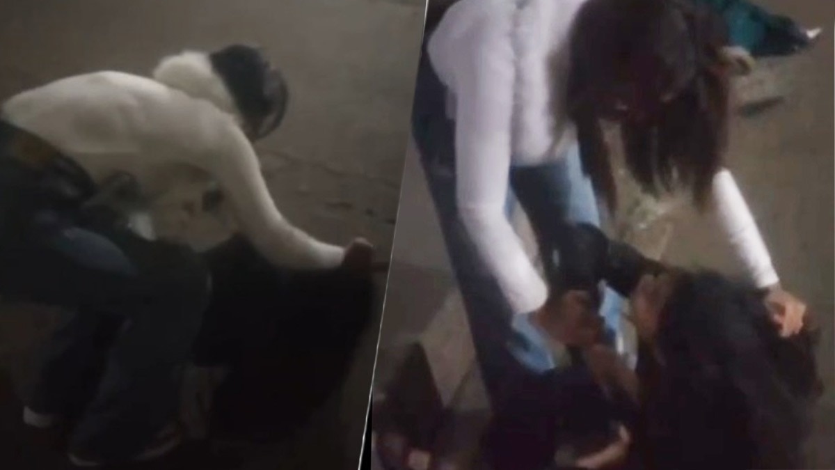 एक लड़के का लेकर दो लड़कियों के बीच जमकर मारपीट हुई (Photo: Screengrab)