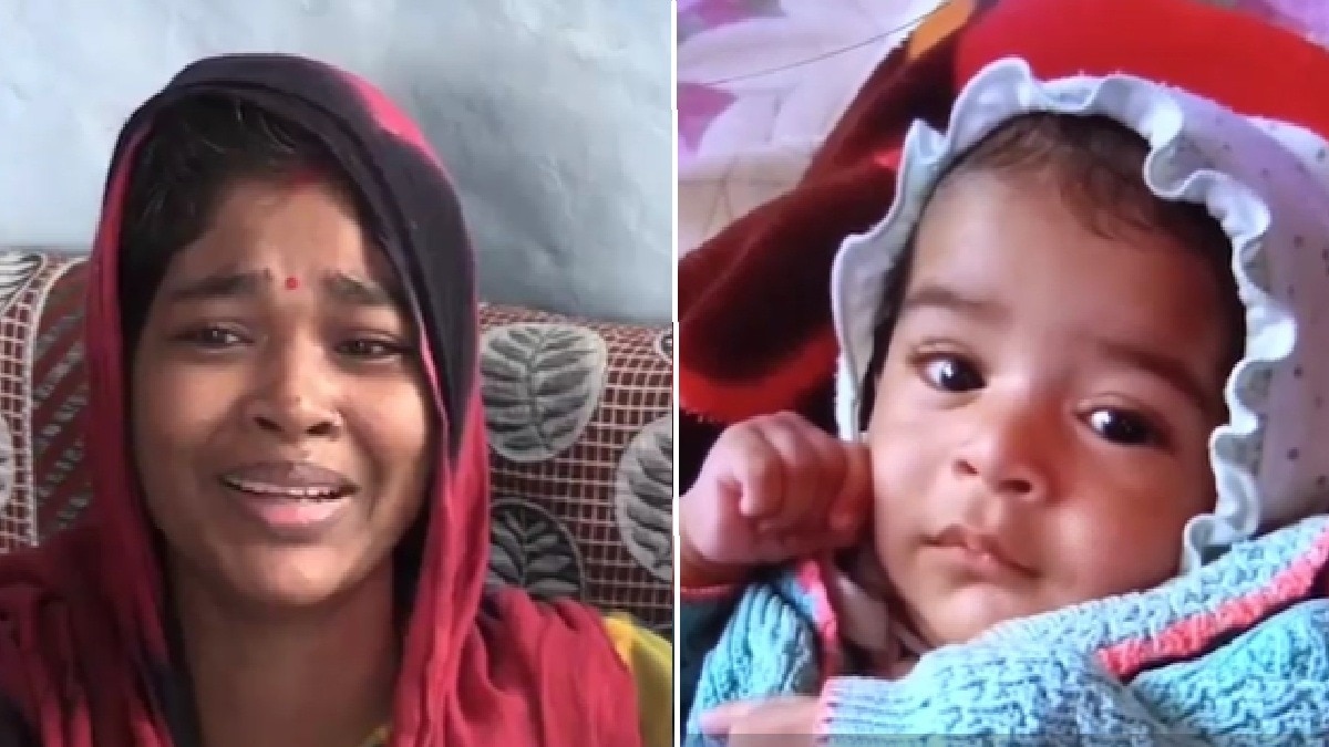 Woman crying for her baby