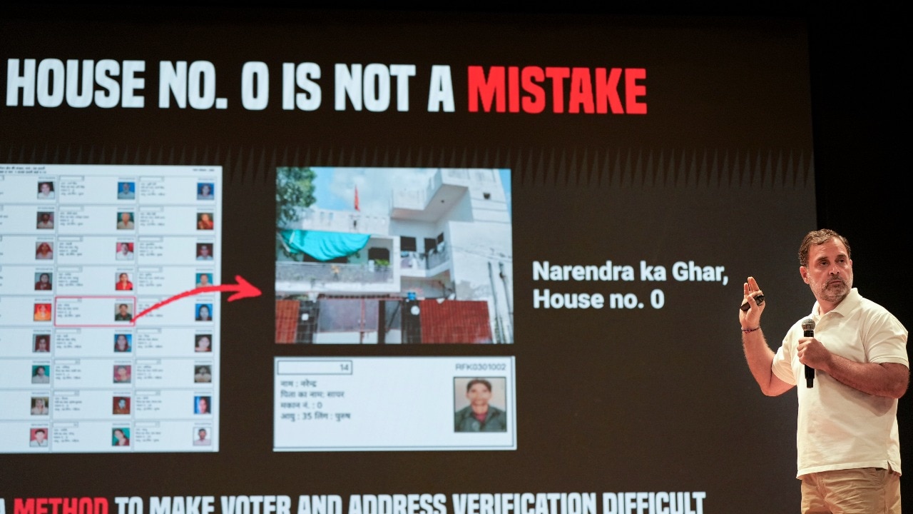 Rahul Gandhi alleged voter fraud during his press conference in New Delhi. (PTI photo)