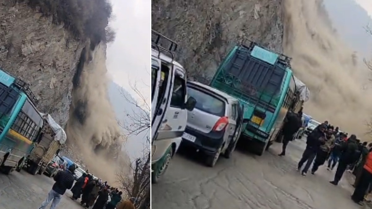 पहाड़ी से पत्थरों का मलबा गिरने से लोग डर कर भागने लगे