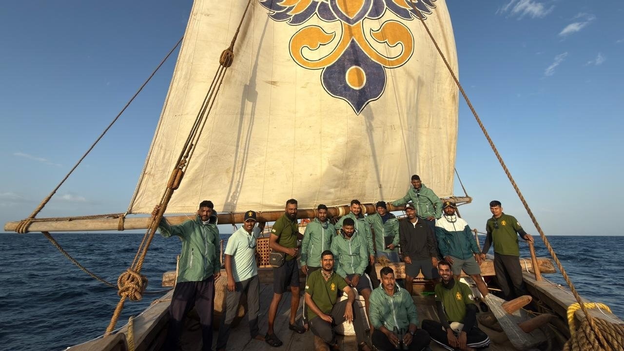 ins kaundinya sanjeev sanyal prime minister narendra modi economic advisory council indian navy crew wooden vessel stitched ship oman maritime route