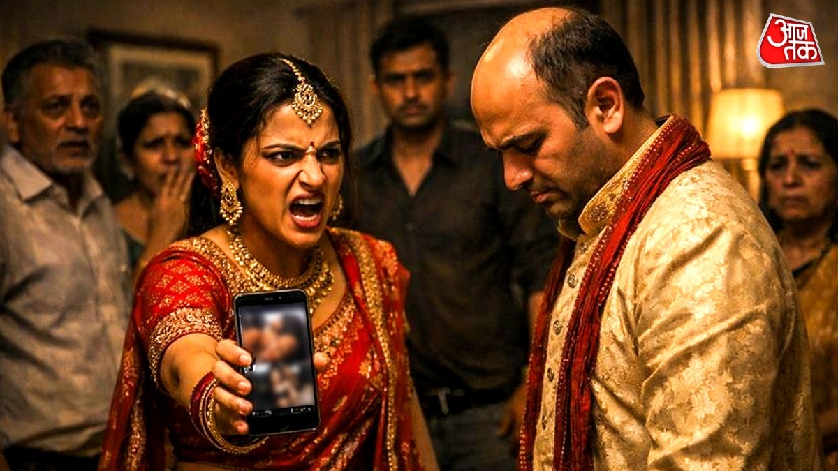 पति की सच्चाई जानते ही पत्नी पहुंची थाने (Photo: AI-generated by ITGD Design Team)