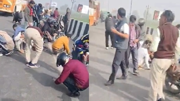 चांदी समझकर सफेद धातु लूटते लोग. (Photo: Screengrab)