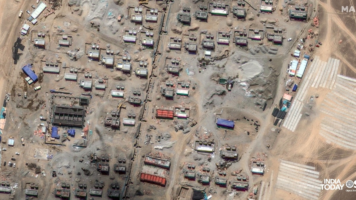 New Chinese settlement near Pangong Tso. (Satellite image @ 2024 Maxar Technologies via India Today)
