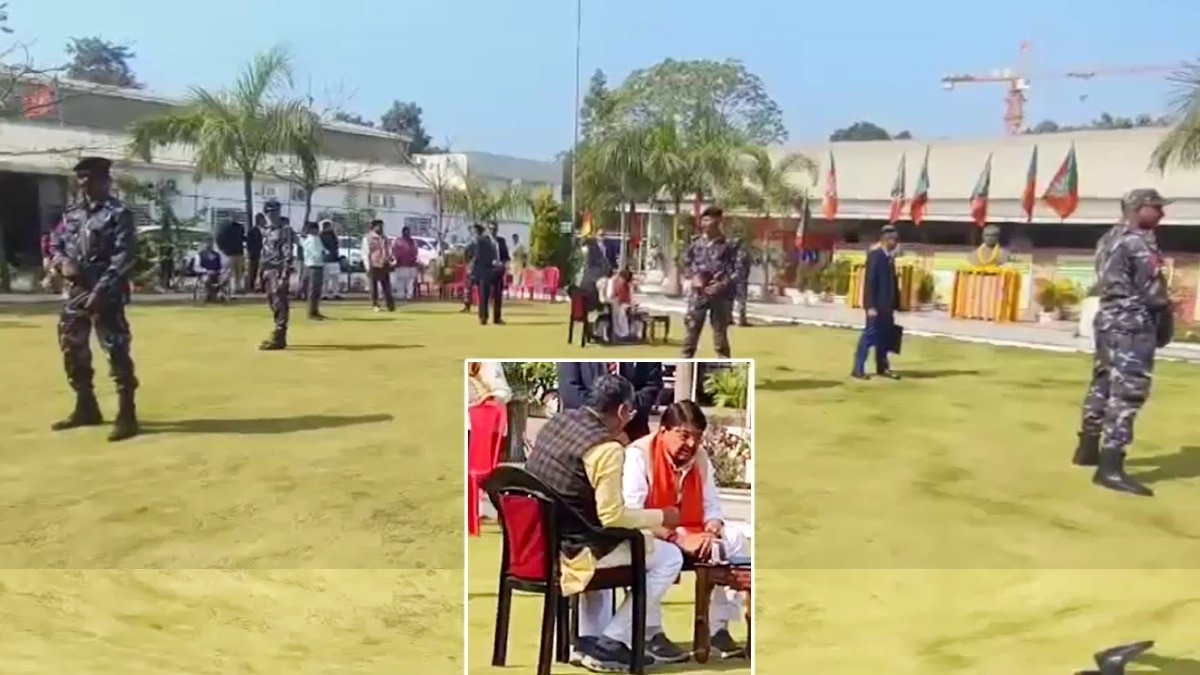 कैलाश विजयवर्गीय के चारों तरफ सुरक्षाकर्मियों की दीवार.(Photo:Screengrab)