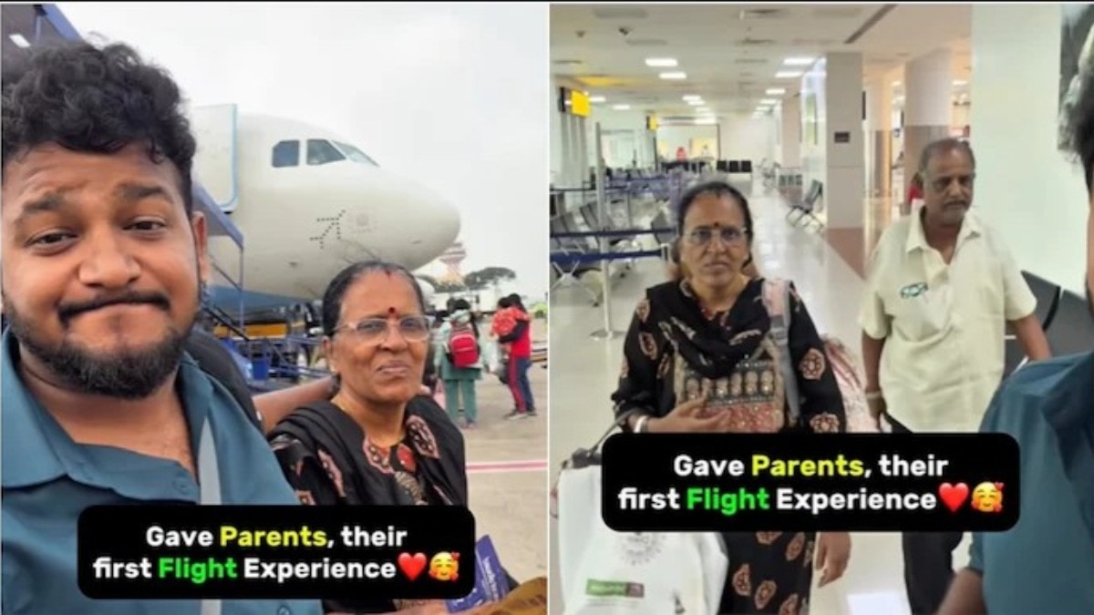 parents first flight video, son takes parents on first flight,