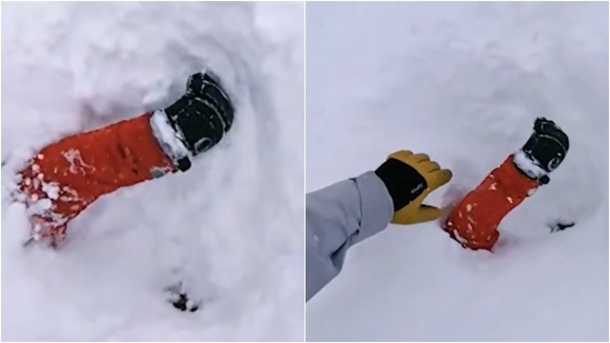 Man buried under snow rescued viral video