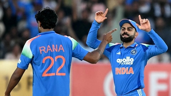 India's star pacer Harshit Rana celebrates with Virat Kohli in this frame. (Getty)