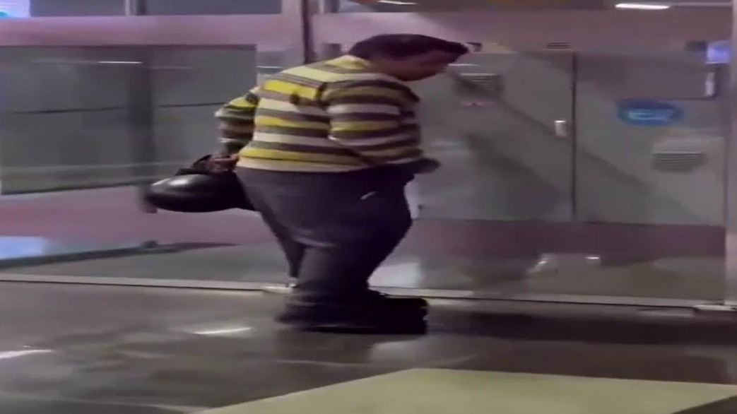 मेट्रो स्टेशन पर पेशाब करता युवक. (Photo: Screengrab)