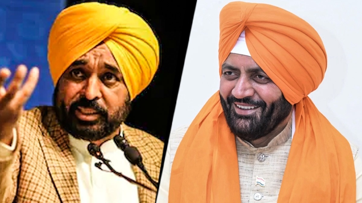 Nayab Singh Saini in saffron turban vs Bhagwant Mann in yellow turban