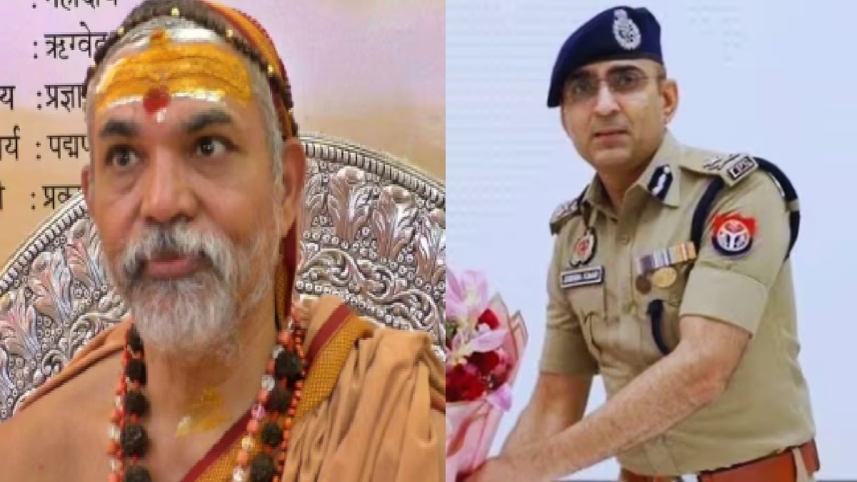 प्रयागराज कमिश्नर जोगिंदर कुमार और शंकराचार्य अविमुक्तेश्वरानंद.  (Photo: ITG)